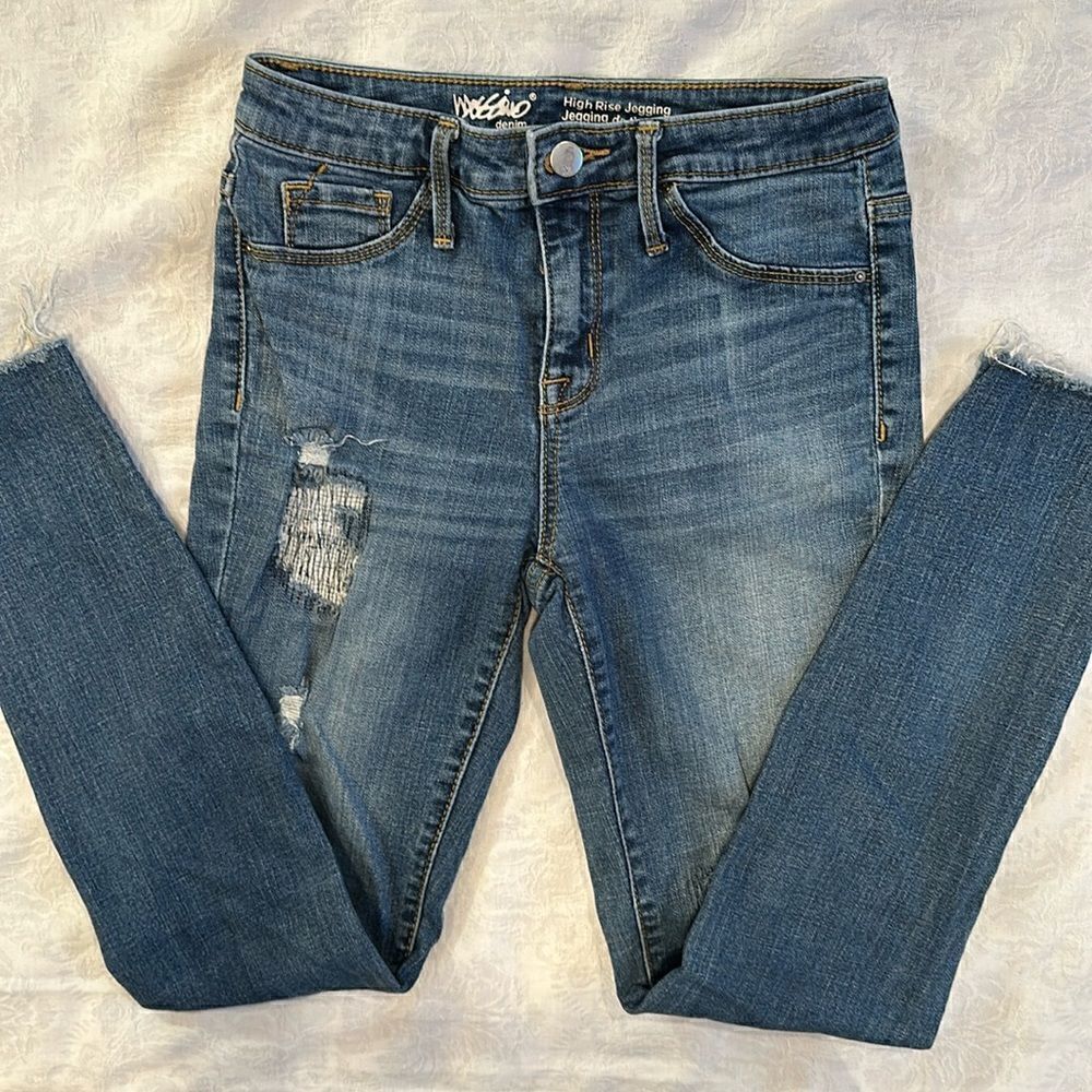 Mossimo Blue Jeans Skinny Stretch Leg High Rise Jegging Womens Size 0/25